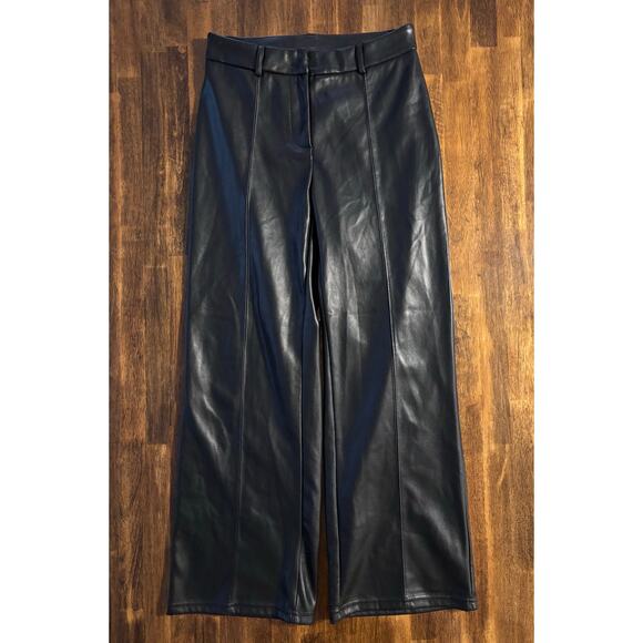 7 For All Mankind Women’s XS 26 x 26 Pants Faux Leather Wide Leg Ankle Crop - Picture 1 of 13